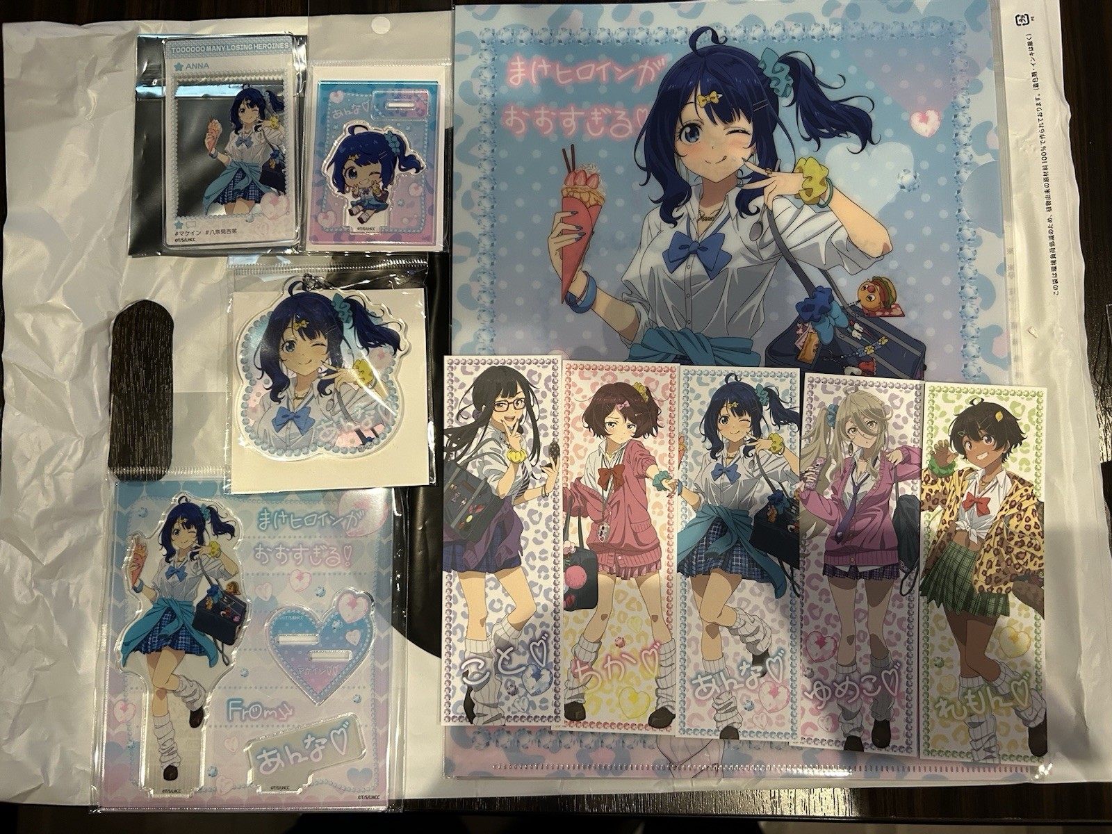 Makeine Losing Heroines Anna Yanami TSUTAYA Acrylic Stand Clear File Set Japan