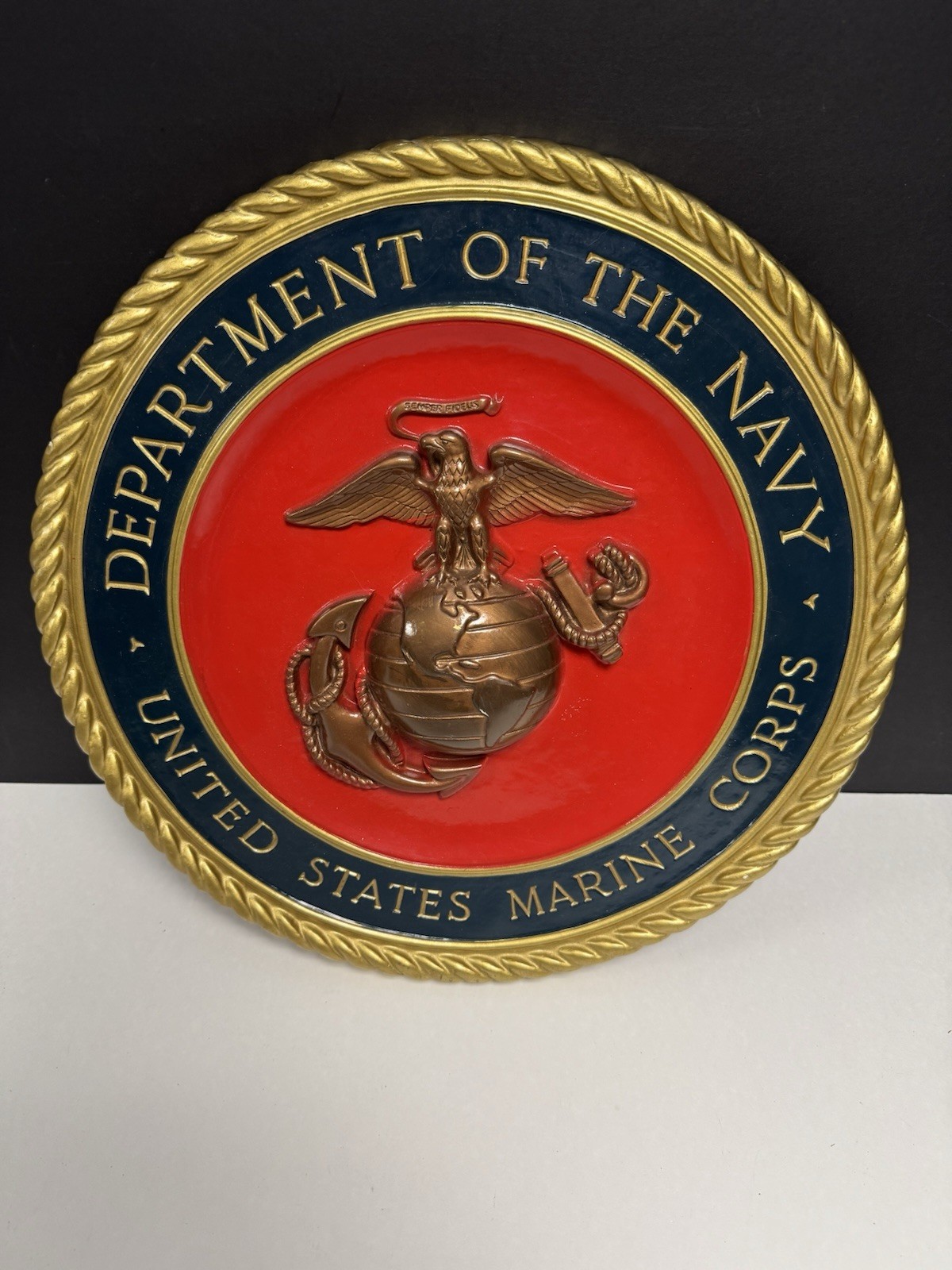 Vintage US Department of the Navy Marine Corps Plaque Display 15\