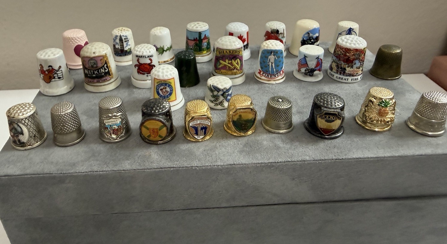 Vintage Thimbles Collection, Large Lot of +30 Various Materials Unique