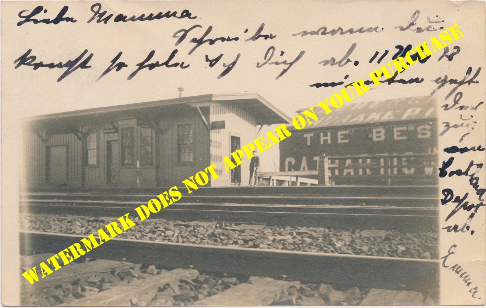 Pennsylvania Railroad PRR Deans NJ station Middlesex County RPPC 9/7/1906 Pennsylvania Railroad PRR Deans NJ station Middlesex County RPPC 9/7/1906