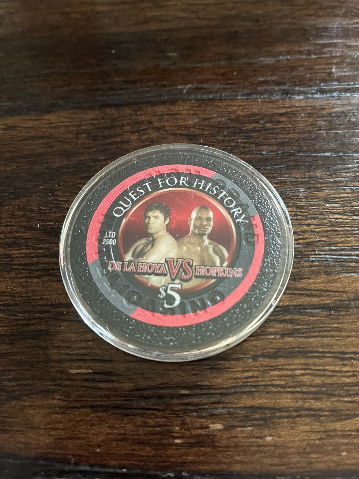 MGM Grand De La Hoya Vs. Hopkins Sept 18, 2004 $5 Casino Chip MGM Grand De La Hoya Vs. Hopkins Sept 18, 2004 $5 Casino Chip