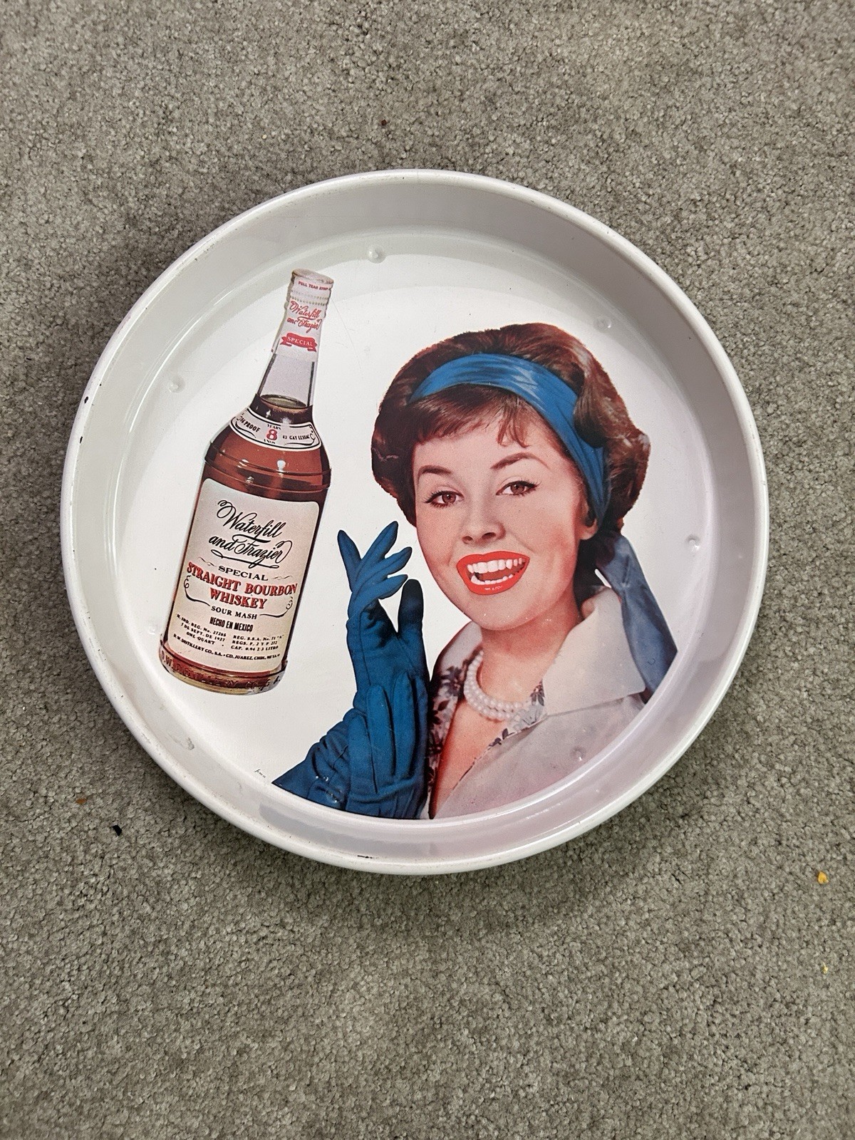 Vintage Waterfill&Fraizer Straight Bourbon Whiskey Metal Tray Ex. Con Vintage Waterfill&Fraizer Straight Bourbon Whiskey Metal Tray Ex. Con