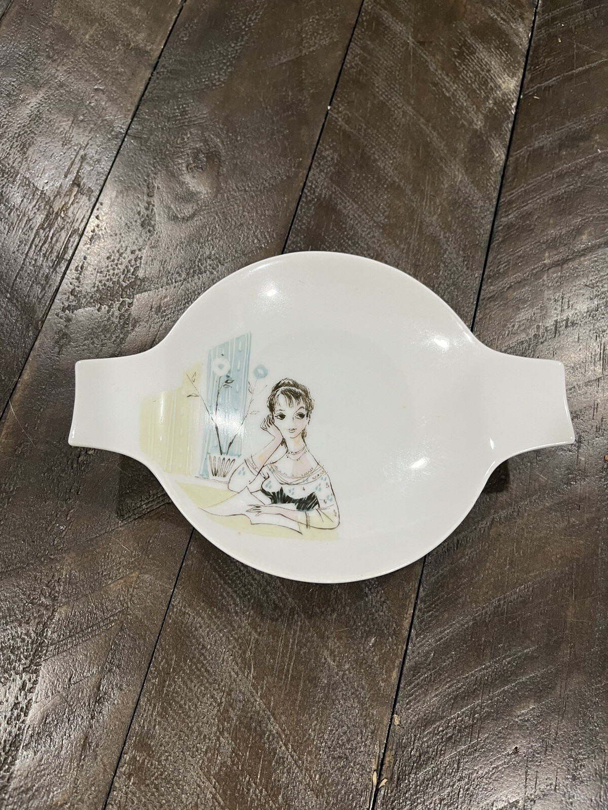 Vtg Rosenthal Handmalerei Munchen Germany Galanterie Trinket Dish Woman Daydream