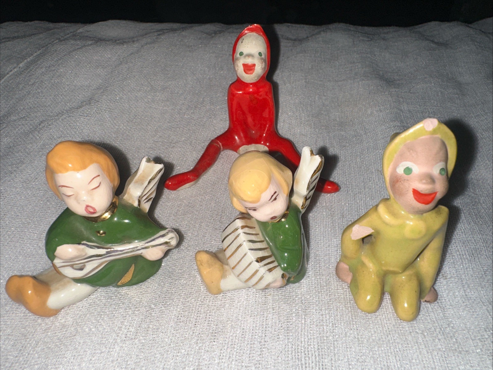 Vintage Pixie Elves Lot of 4 Assorted Figure Ceramic Angels