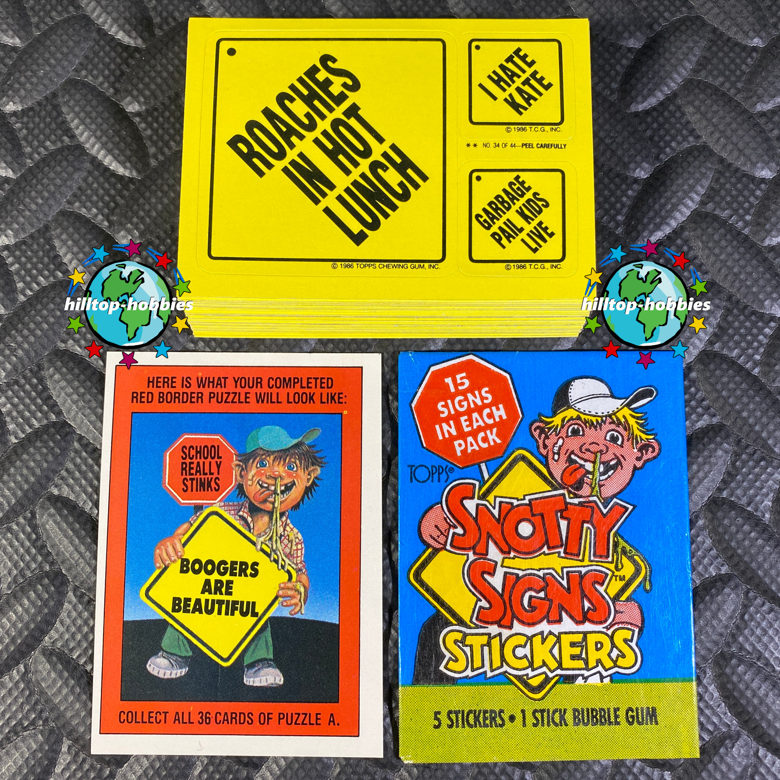 SNOTTY SIGNS 44-CARD COMPLETE SET +WRAPPER 1986 TOPPS like garbage pail kids gpk SNOTTY SIGNS 44-CARD COMPLETE SET +WRAPPER 1986 TOPPS like garbage pail kids gpk