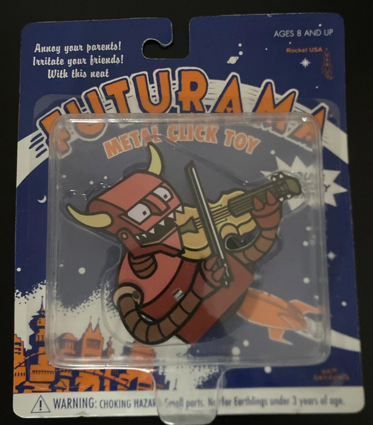 Vintage Official Futurama Robot Devil Metal Click Toy SEALED IN BOX 2001 ROCKET