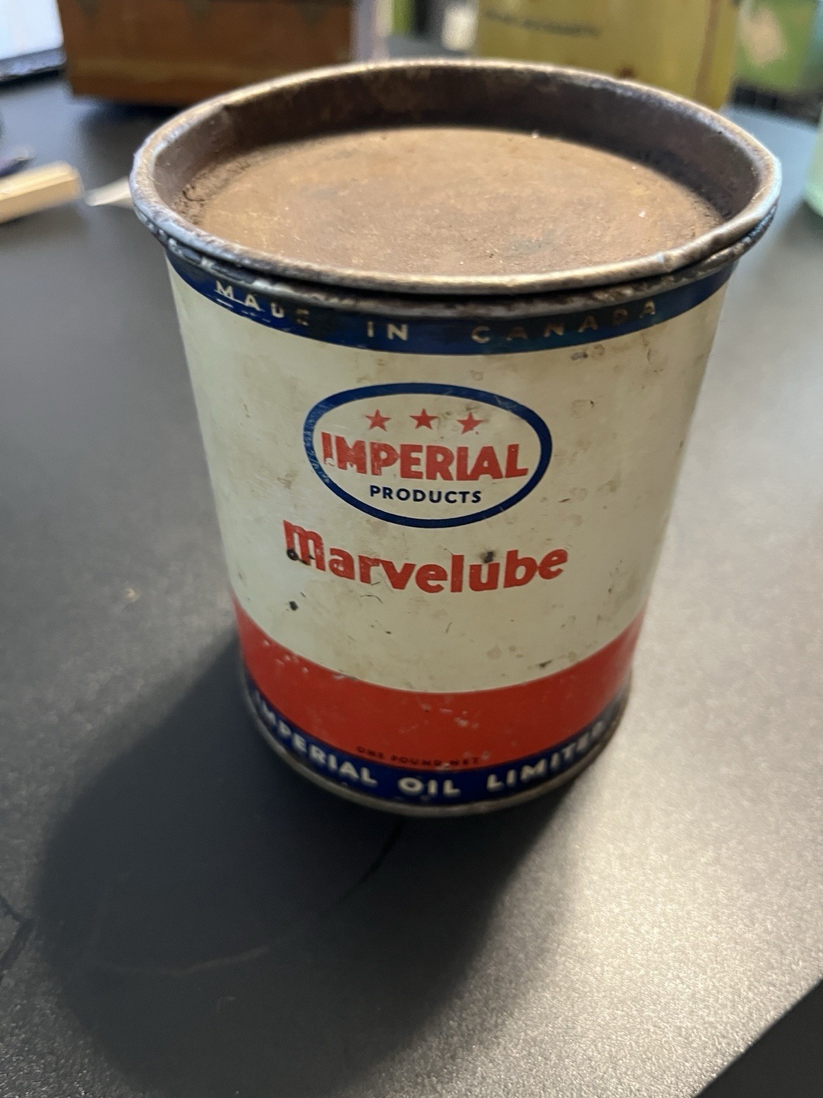 Vintage Imperial Marvelube 1 LB Grease Can Oil Tin Esso