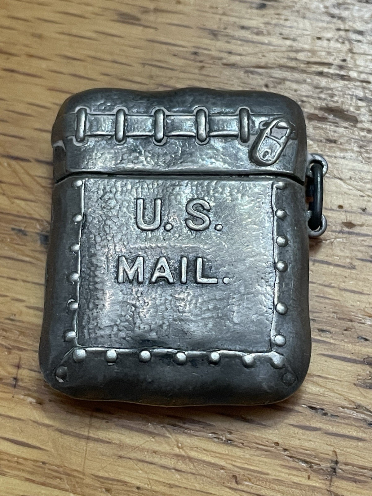 Antique Sterling Silver U.S. Mail Stamp Holder Pouch Marked Sterling w Stamp Antique Sterling Silver U.S. Mail Stamp Holder Pouch Marked Sterling w Stamp