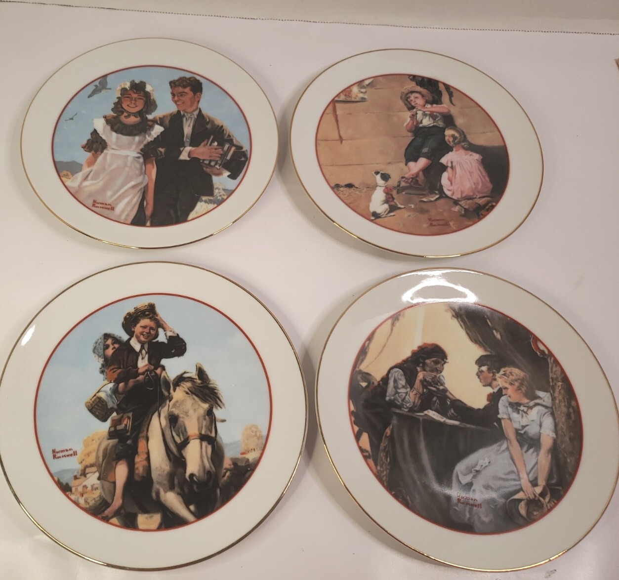 Set of (4) Young Love ~ 1982 Norman Rockwell Japan ~ Collector Plates 