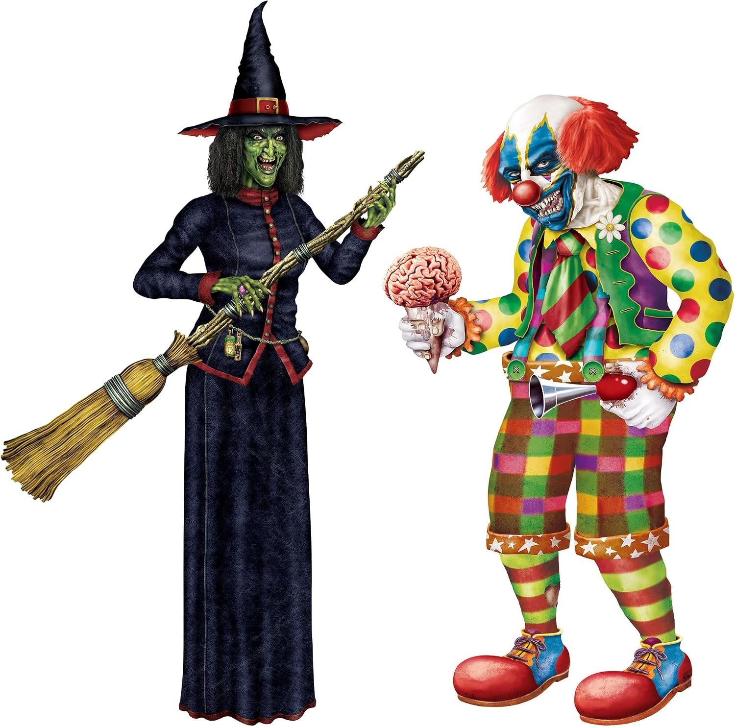 Jointed Life-Size 6' Witch & Creepy Clown Lot of 2 Halloween Decor Party Set NEW Jointed Life-Size 6' Witch & Creepy Clown Lot of 2 Halloween Decor Party Set NEW