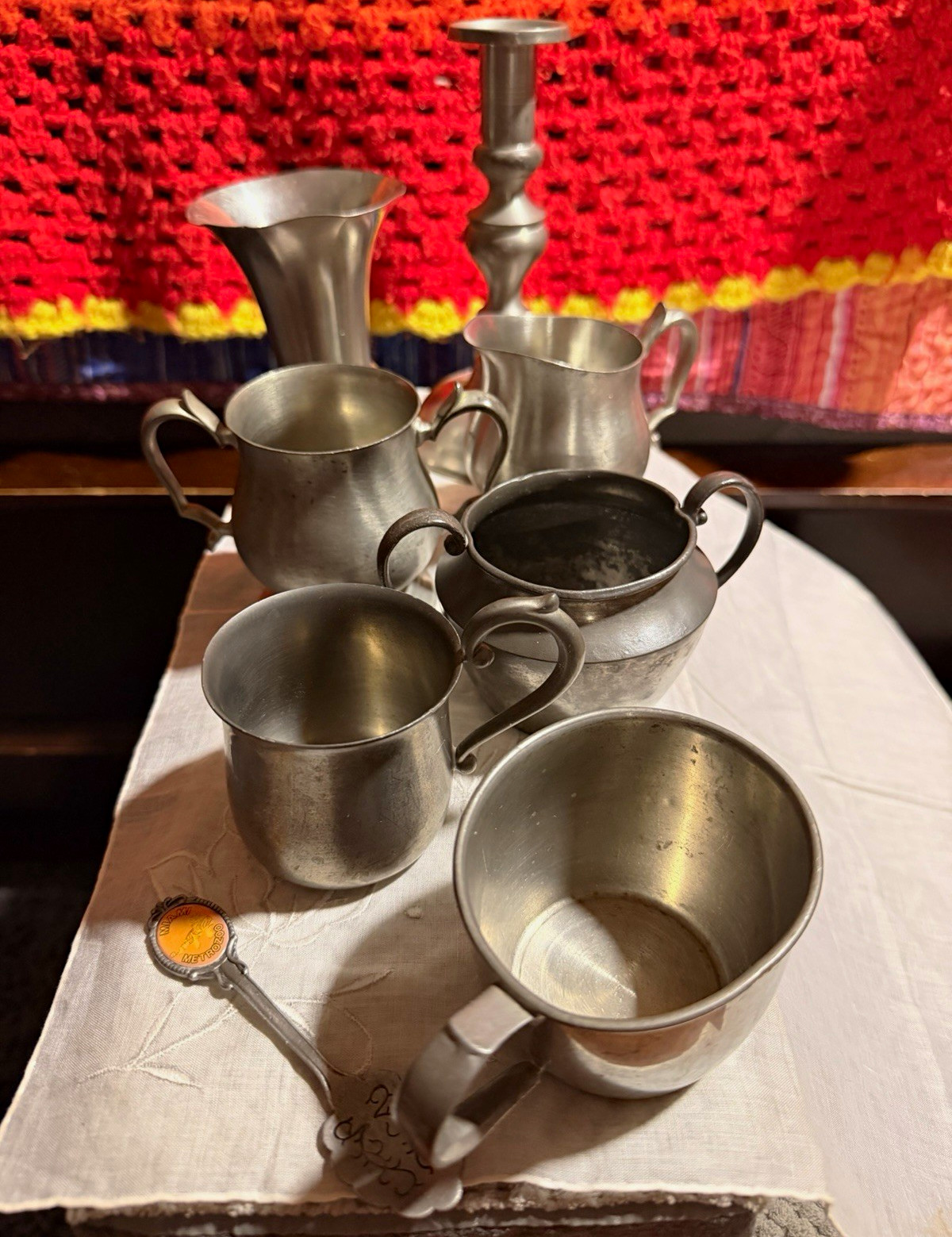 Vintage Mid-Century Solid Pewter 8-Piece Collection Lot - Marked Makers