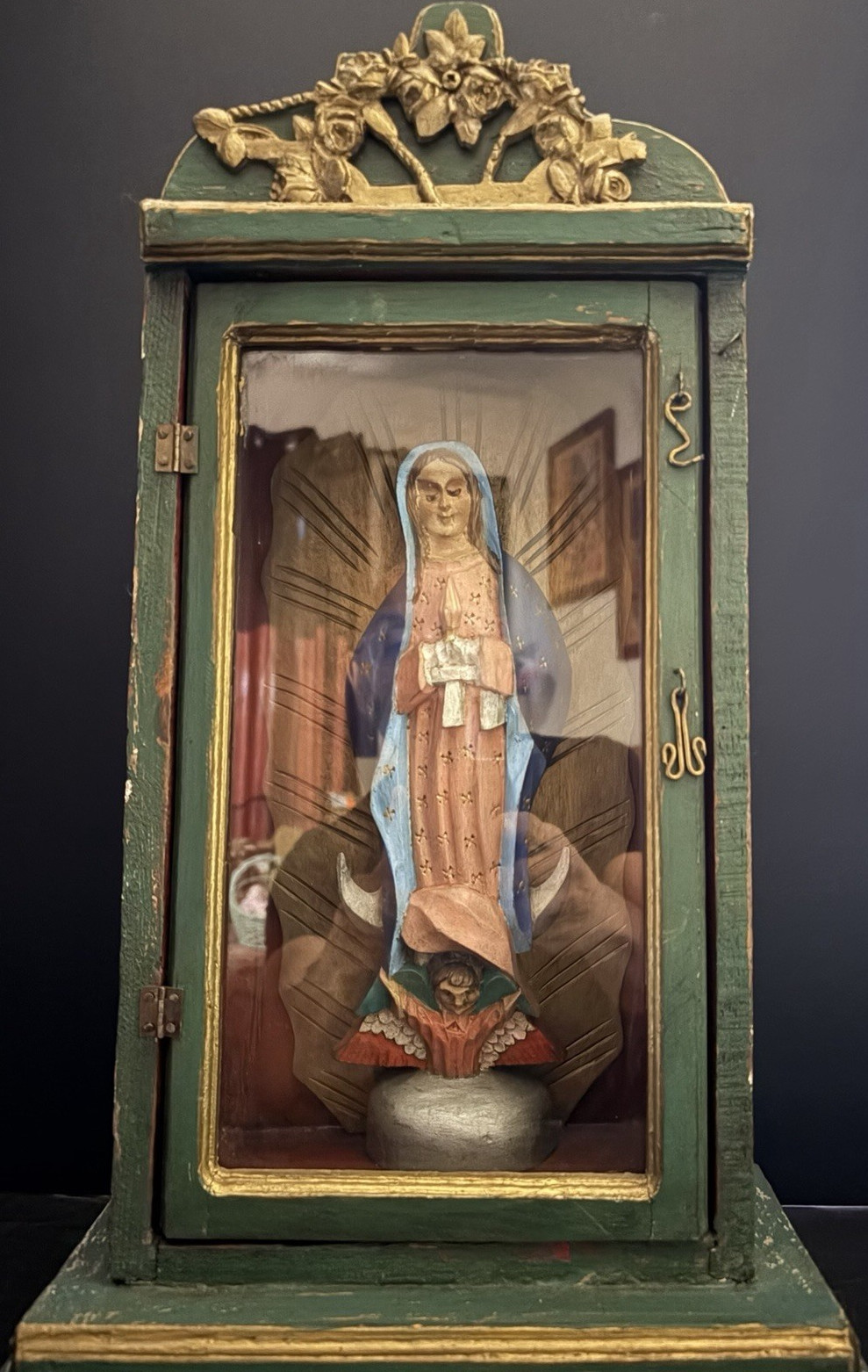 Mid-Century Mexican Nicho Our Lady of Guadalupe Folk Art Shrine Mid-Century Mexican Nicho Our Lady of Guadalupe Folk Art Shrine