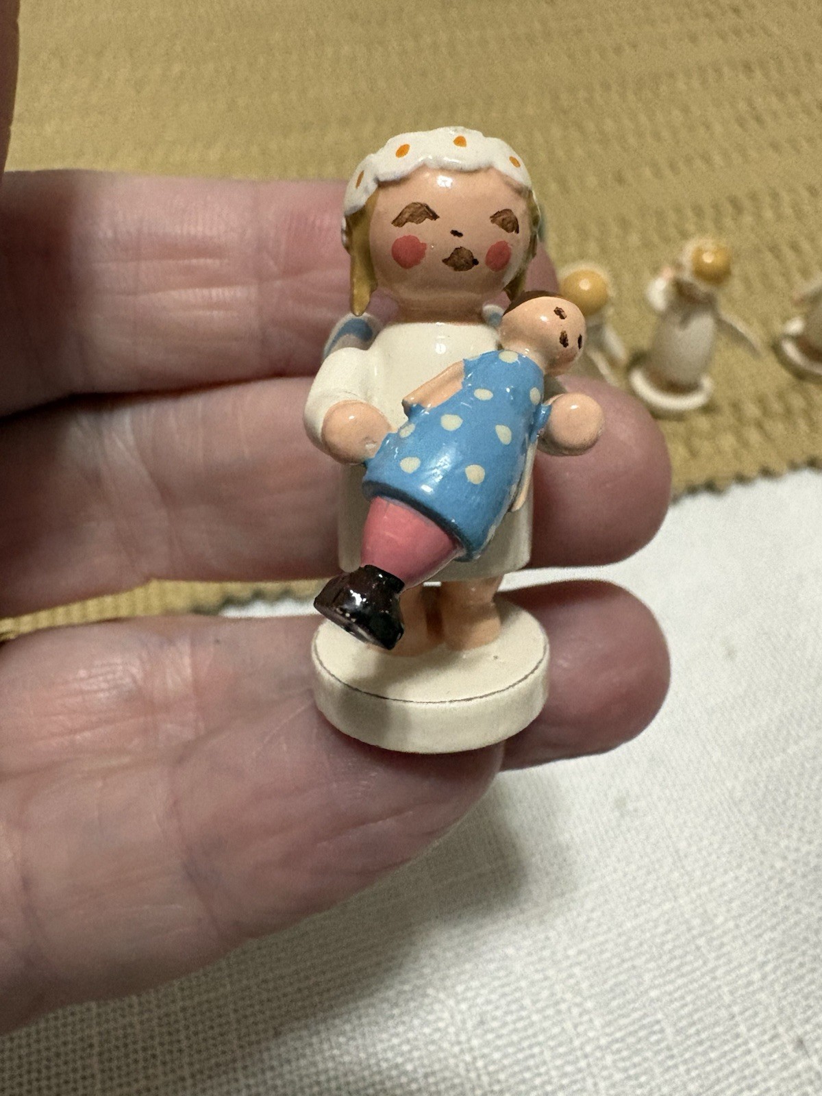 Erzgebirge Wendt & Kuhn Wooden Christmas Angels Doll Tree Toy 2” Vtg Lot 7 Read