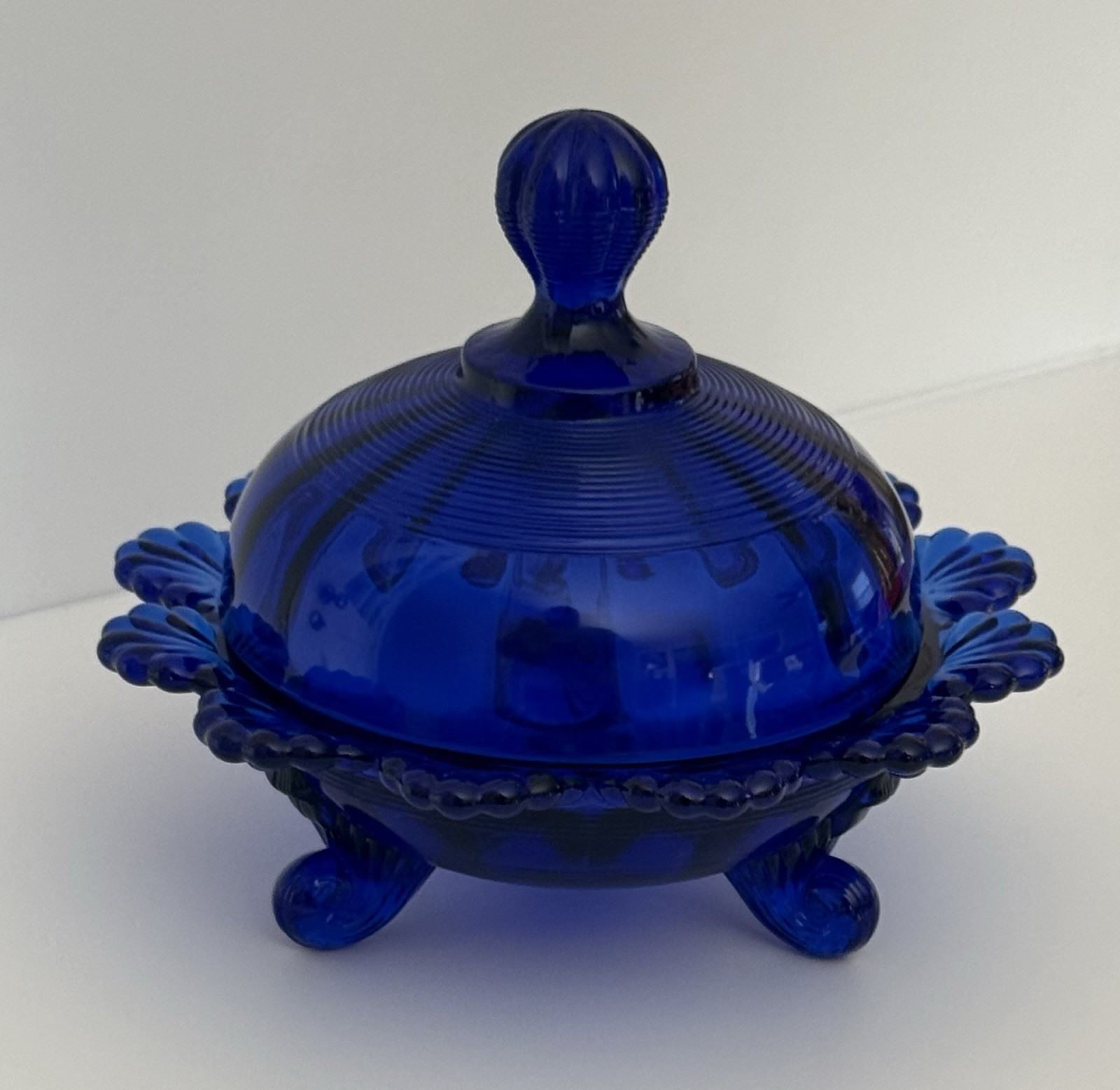 Mosser Glass - COVERED FOOTED CANDY DISH - COBALT (BLUE) - 5\ Mosser Glass - COVERED FOOTED CANDY DISH - COBALT (BLUE) - 5\