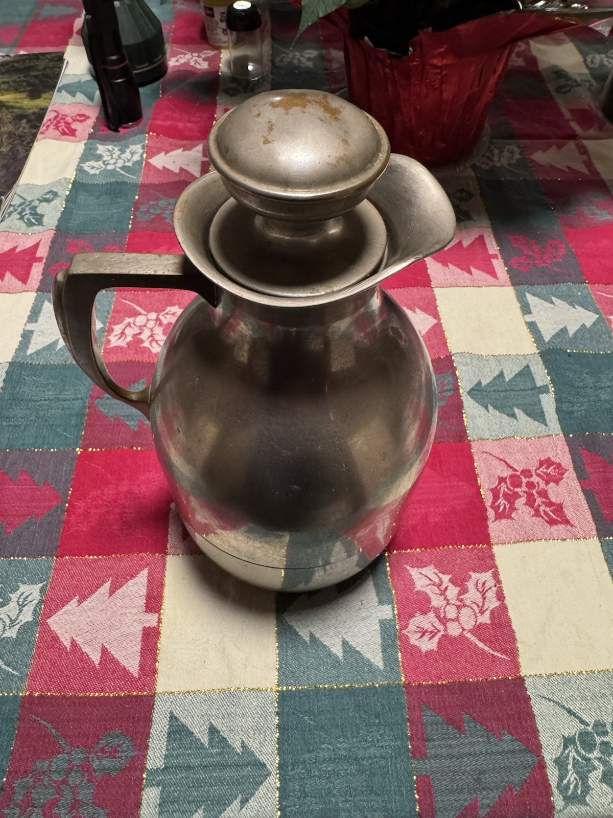 Antique American Thermos Bottle Co Vacuum Carafe Glass Lined Cork Stopper USA