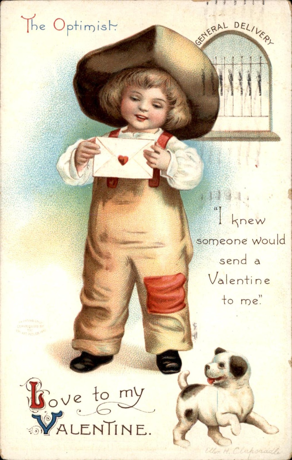 Valentine\'s Day Little Girl with Valentine c1910s-20s Vintage Postcard Valentine\'s Day Little Girl with Valentine c1910s-20s Vintage Postcard