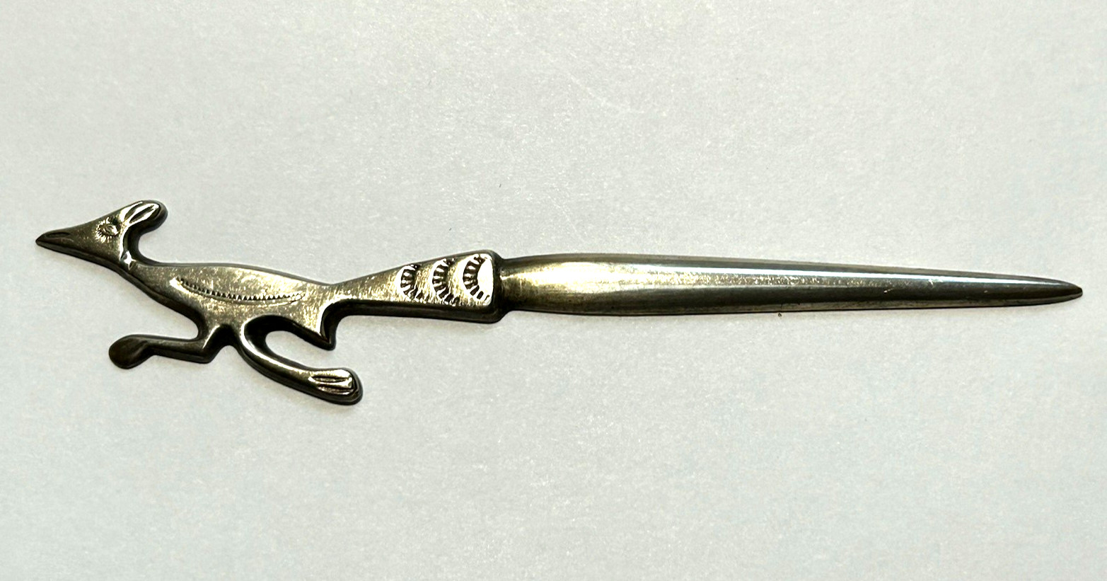 Old Vintage Native American Letter Opener Sterling Silver Roadrunner Bird 14.2g