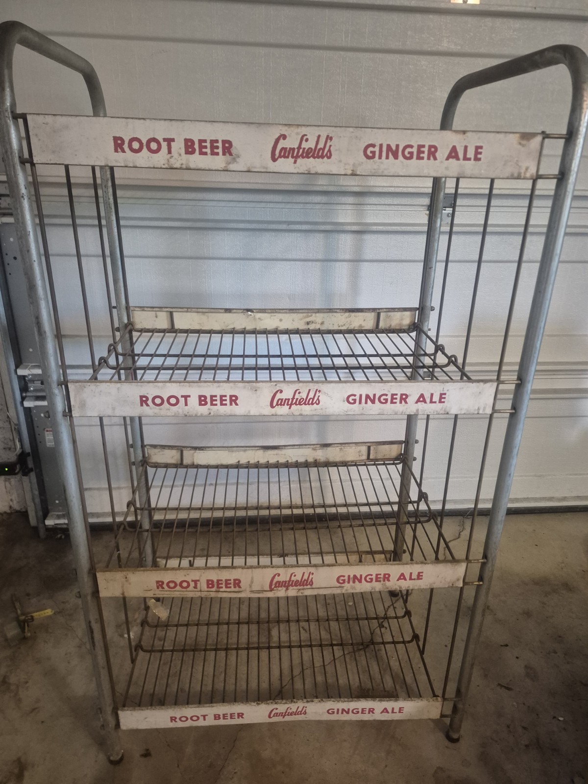 Vintage Wire Metal Display Rack w/ Labels General Store Canfield's Root beer