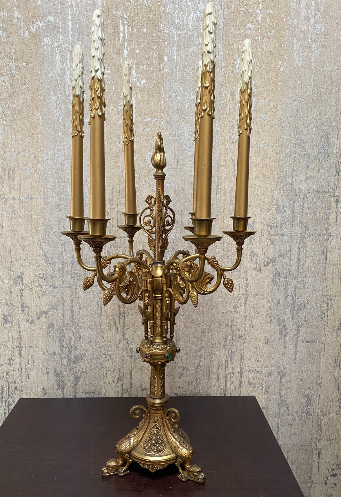 Victorian Style Large Brass Candelabra 6 Arms Victorian Style Large Brass Candelabra 6 Arms