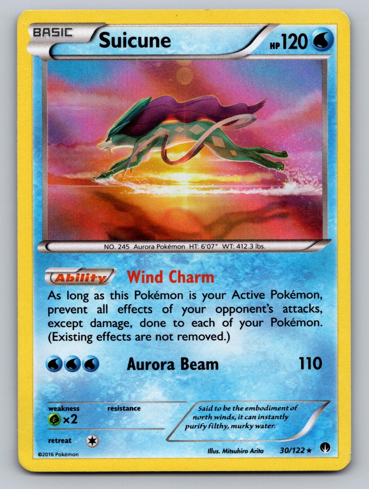 Suicune 30/122 Holo Rare BREAKpoint Pokemon Moderately Played