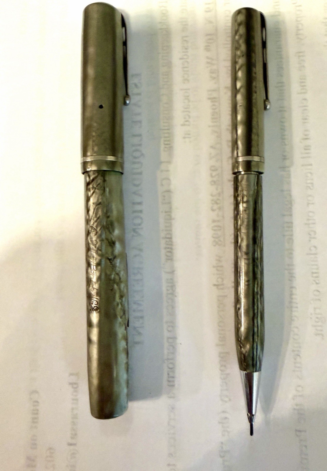 VTG Set Esterbrook Transitional Pearl Gray Fountain Pen & Mech Pencil 2668 M nib