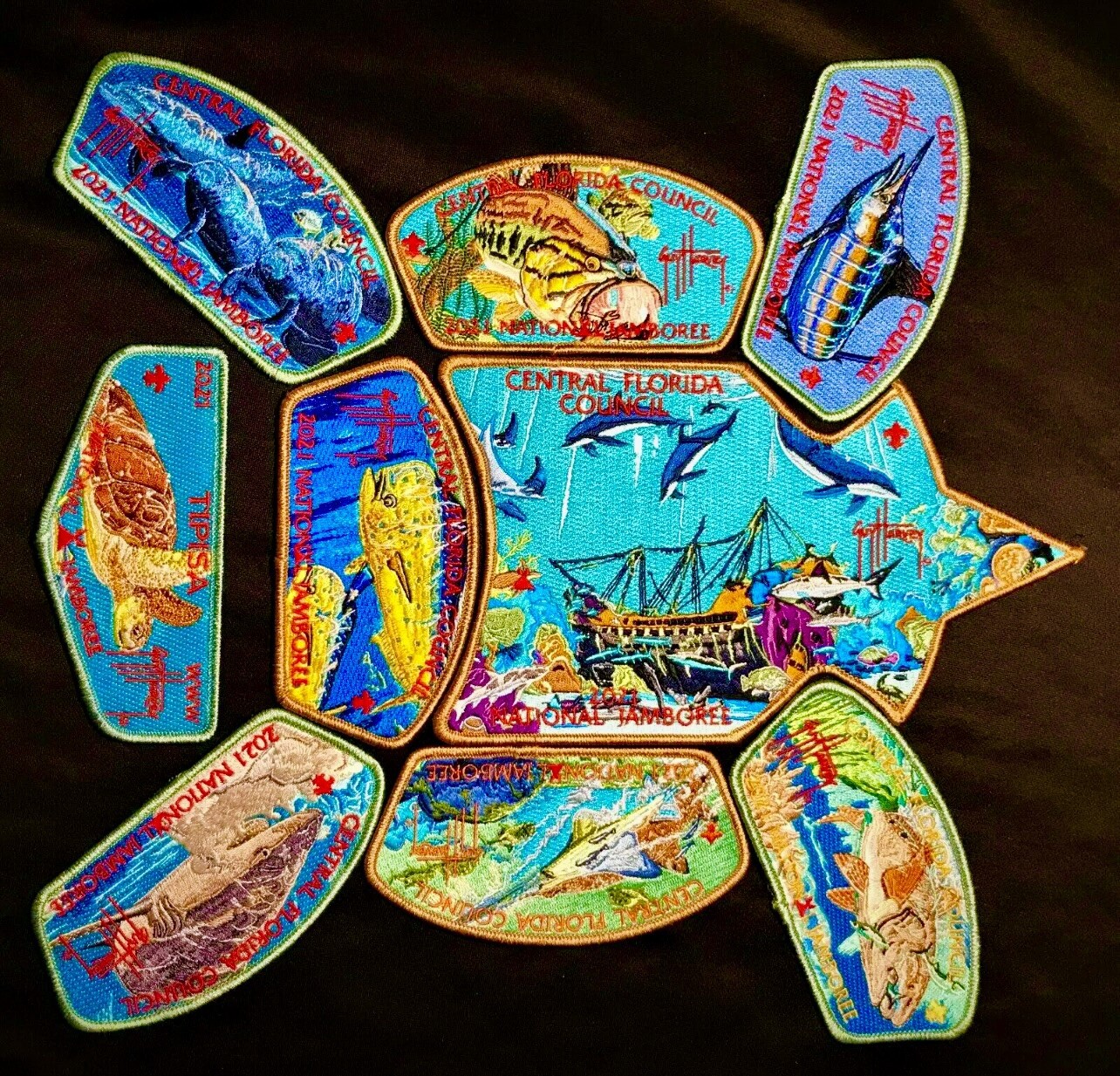 GUY HARVEY ART BSA BOY SCOUT 2026 CENTRAL FLORIDA 326 OA 2021 JAMBOREE 9-PATCH