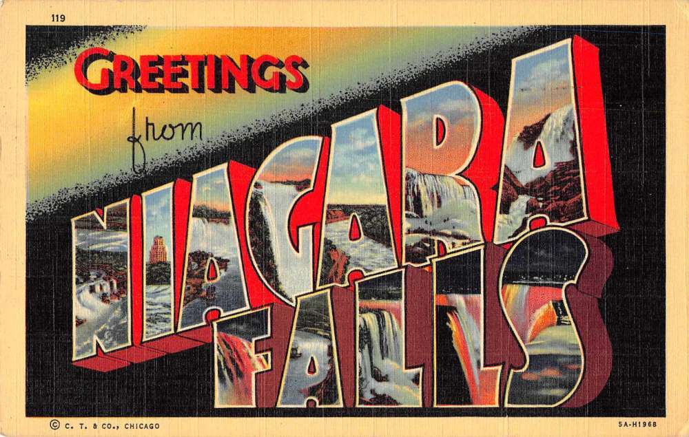 Niagara Falls New York Greetings From large letter linen antique pc Z49711 Niagara Falls New York Greetings From large letter linen antique pc Z49711
