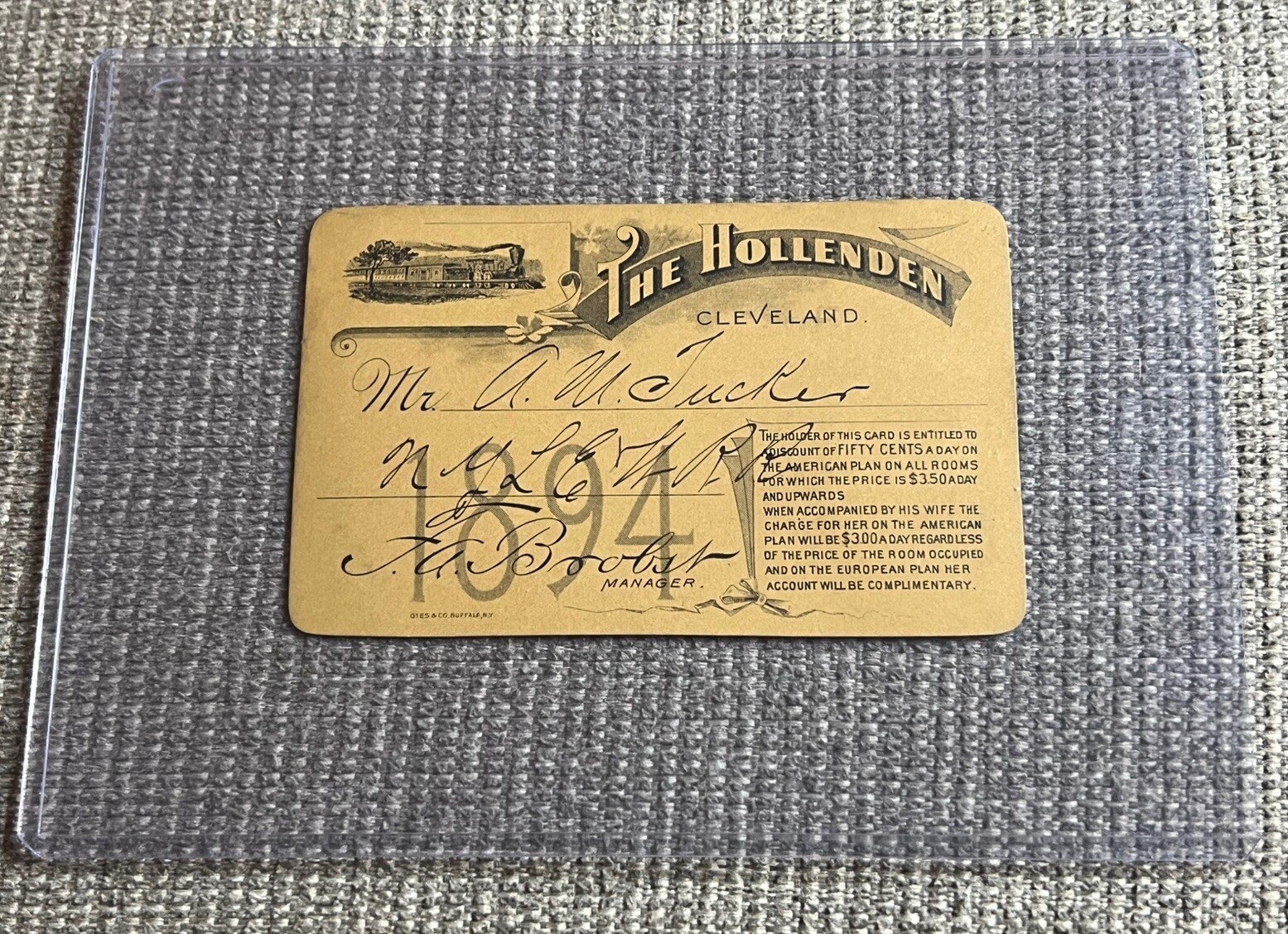 *Very Rare 1894 The Hollenden Cleveland Railroad Railway Pass