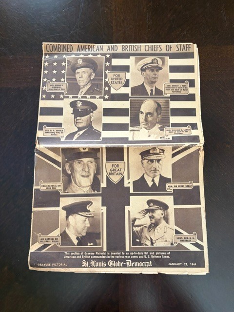 WWII 1944 St Louis Globe Democrat Gravure Pictorial Allied Commanders Jan 23 WWII 1944 St Louis Globe Democrat Gravure Pictorial Allied Commanders Jan 23