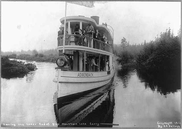 Photo:Blue Mountain Lake New York 1911 Adirondack Double Deck Tourist Boat