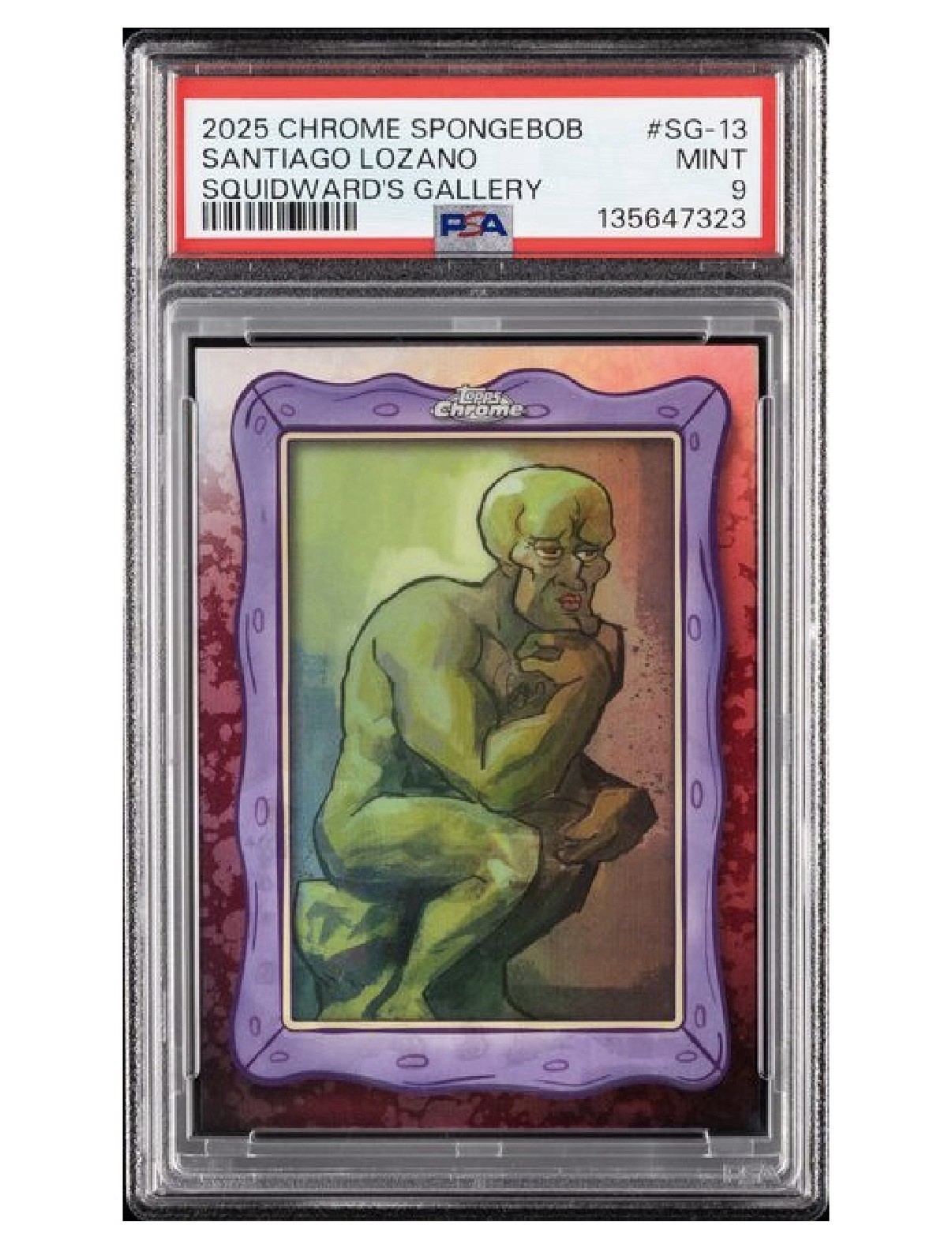Topps 2025 Chrome SpongeBob Squidward\'s Gallery SG-13 Santiago Lozano PSA 9
