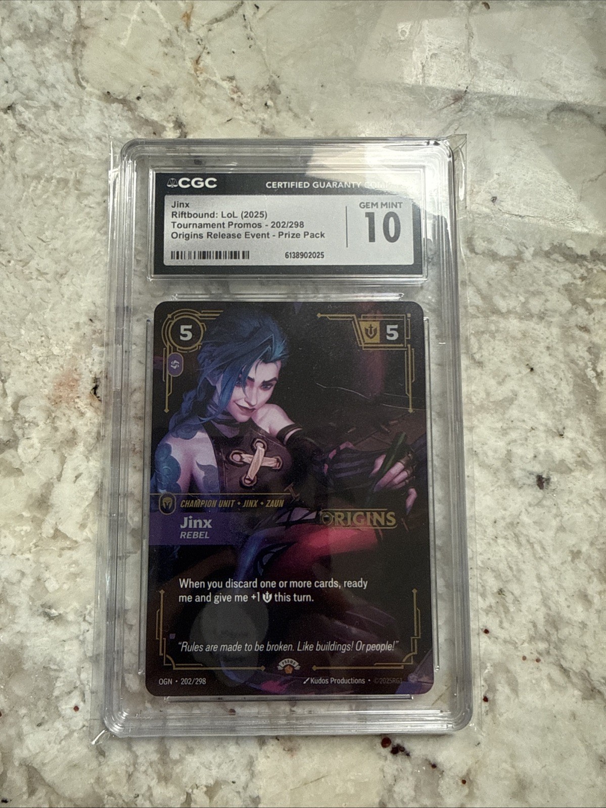 2025 Riftbound #202 Jinx Rebel Stamp, Origins Release Event Prize Pack GEM🔥 2025 Riftbound #202 Jinx Rebel Stamp, Origins Release Event Prize Pack GEM🔥