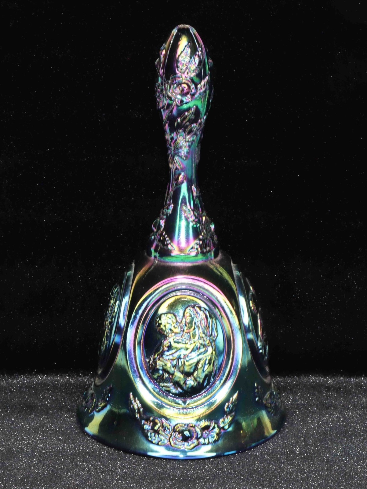 Ventage Fenton Blue Iridescent Carnival Glass Mother and Child 6 3/4