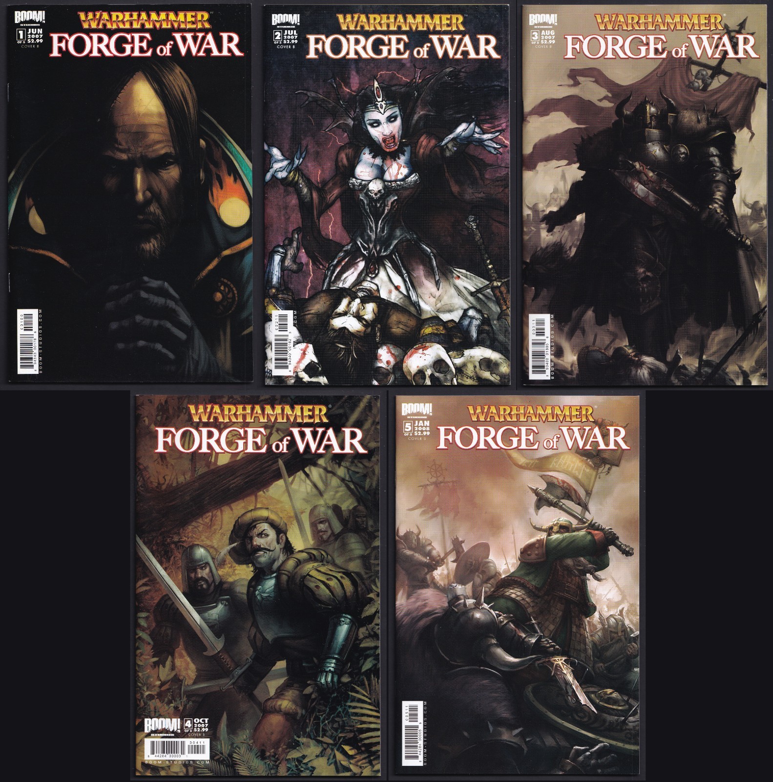 Warhammer: Forge of War #1-5 (Boom 2007). Complete series all B covers
