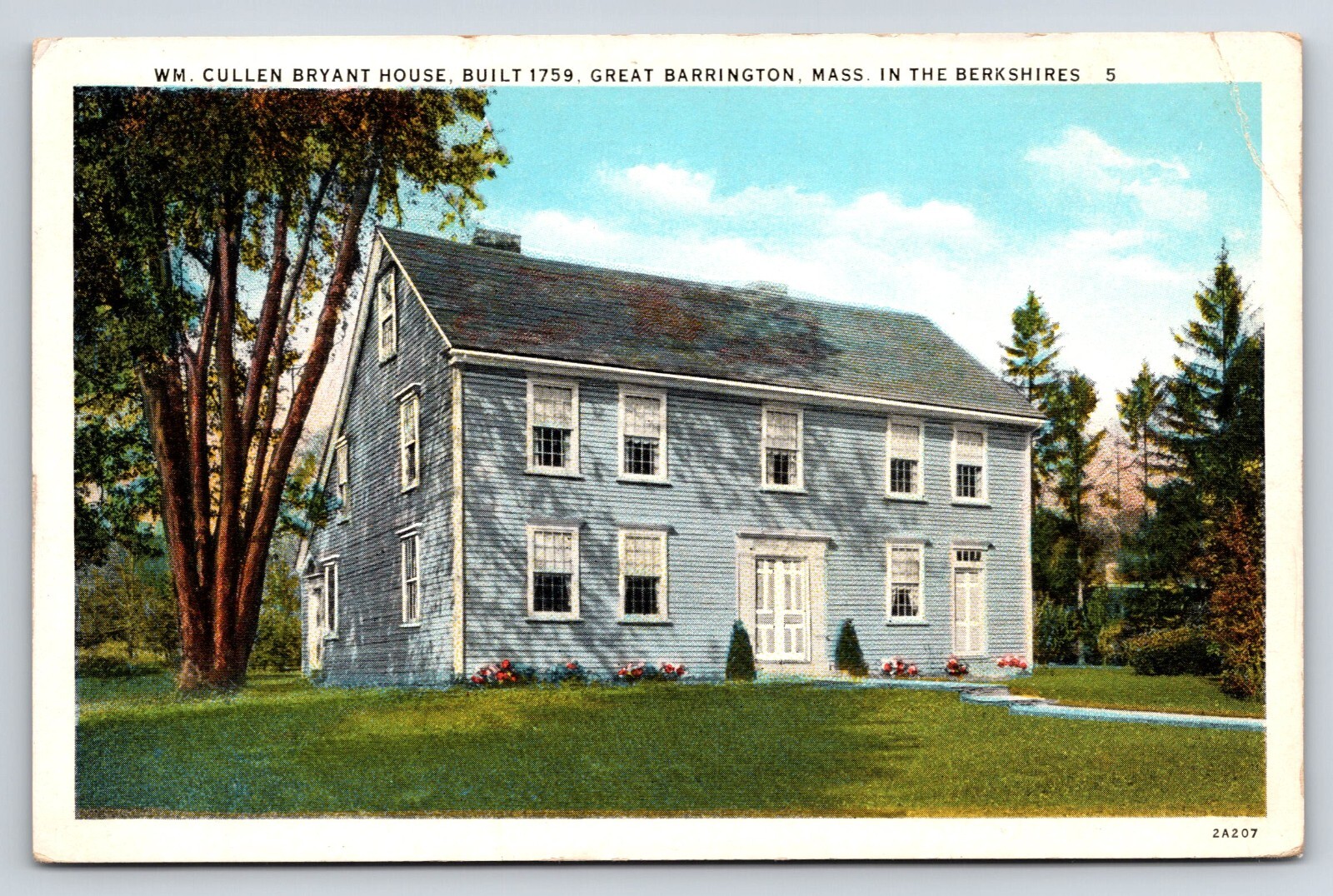 Postcard W.M. Cullen Bryant House, Built 1759, Great Barrington, MA, Berkshires Postcard W.M. Cullen Bryant House, Built 1759, Great Barrington, MA, Berkshires