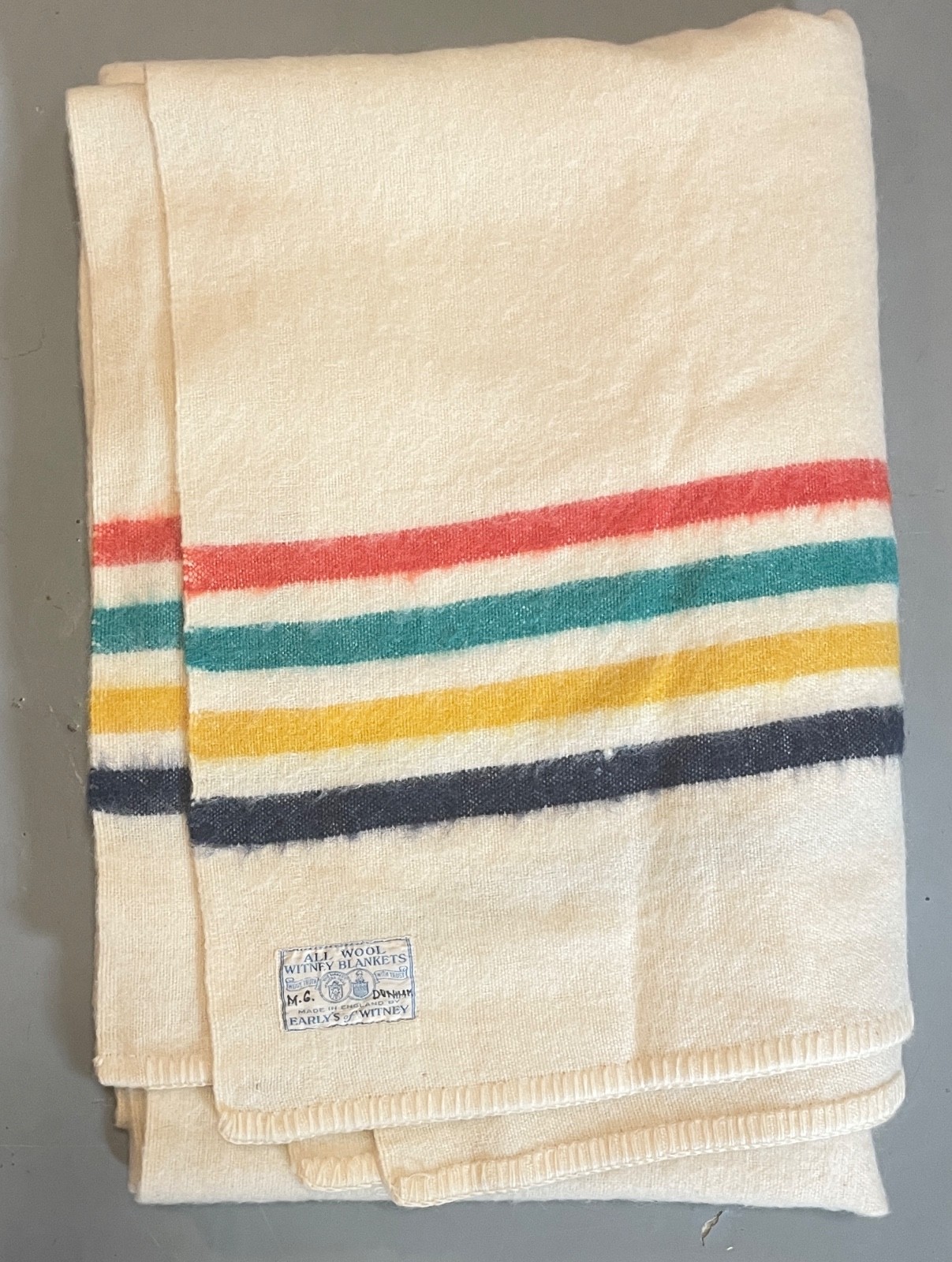 Vintage Early’s of Witney All Wool Multi-Stripe Blanket 62x89 Made in England