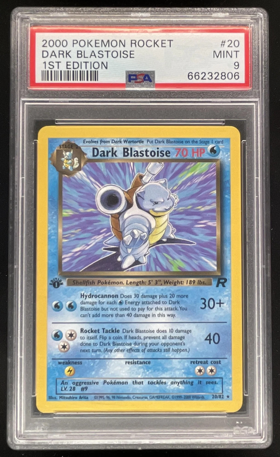 2000 Pokemon Team Rocket First Edition #20/82 Dark Blastoise PSA 9