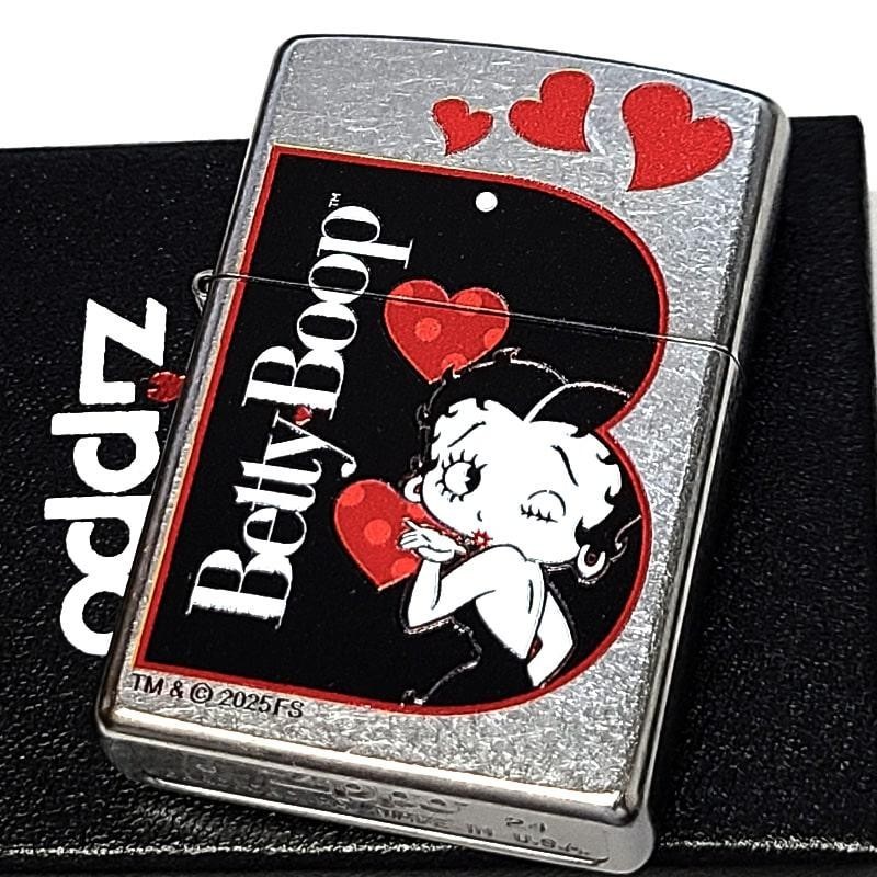 Zippo Betty Boop Heart Street Chrome Silver One Sided Processing Lighter Regular Zippo Betty Boop Heart Street Chrome Silver One Sided Processing Lighter Regular