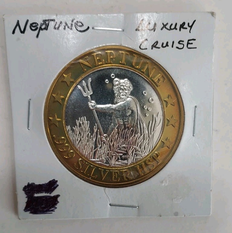 Neptune Luxury Cruise $10 TEN DOLLAR GAMING TOKEN .60 .999 FINE SILVER MINT