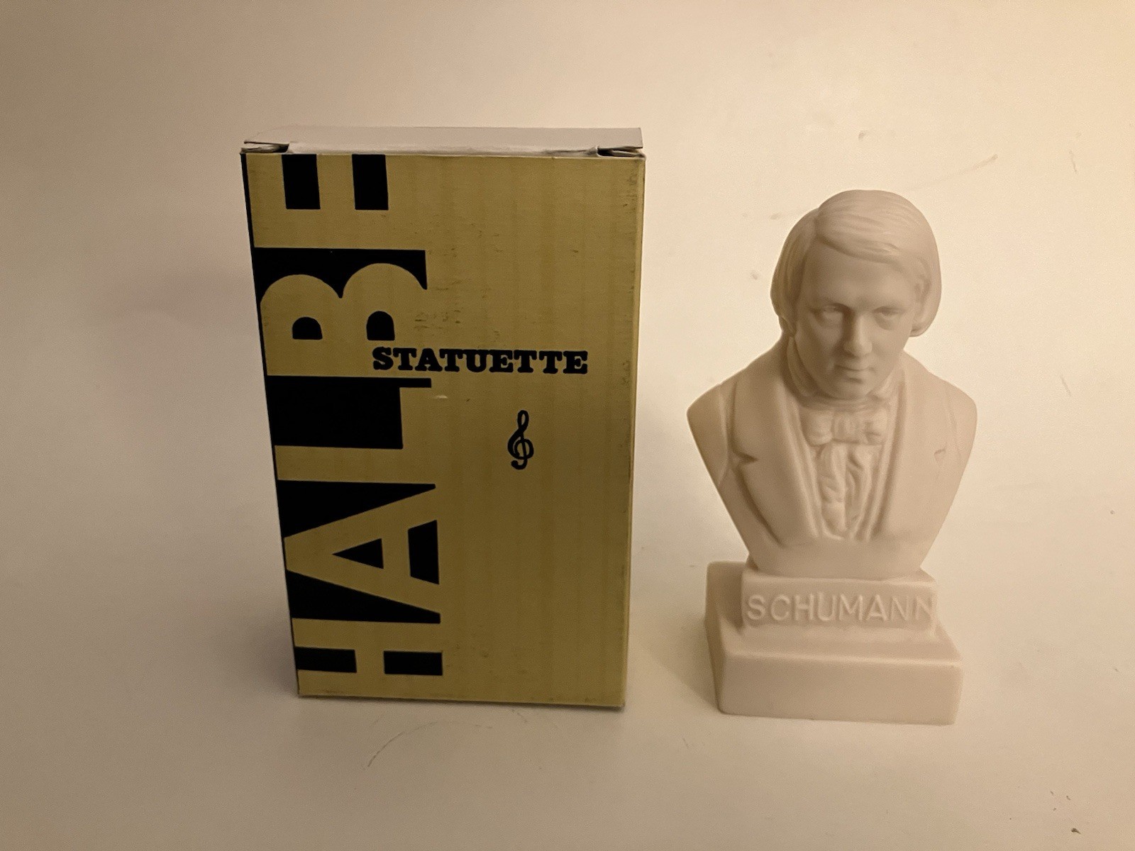 Vintage A Halbe Statuette European Bust Sculpture Composer Schumann w/Box