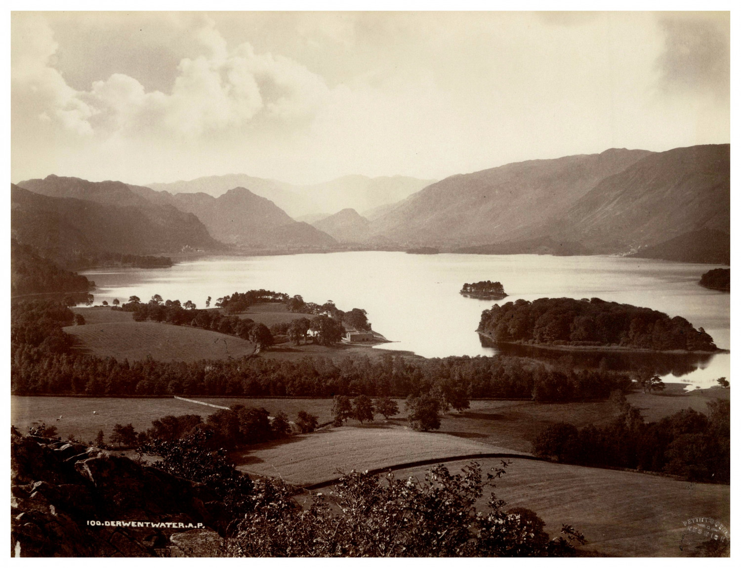 Alfred Pettitt, England, Lake District, Derwentwater Vintage Albums Print, Embo Alfred Pettitt, England, Lake District, Derwentwater Vintage Albums Print, Embo
