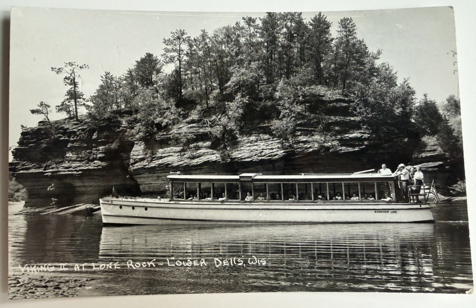 c1950 RPPC Viking II At Lone Rock Lower Dells Wisconsin Boat Tour c1950 RPPC Viking II At Lone Rock Lower Dells Wisconsin Boat Tour