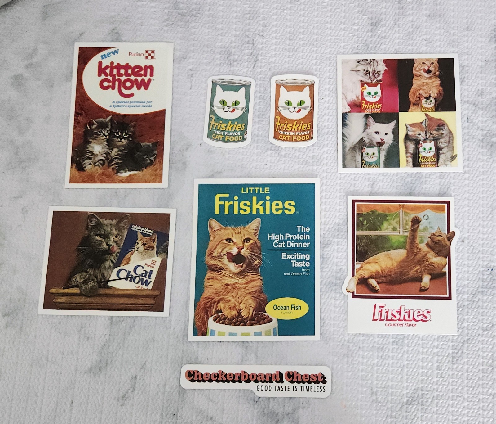 New 8 Vintage Style Purina Friskies Stickers 
