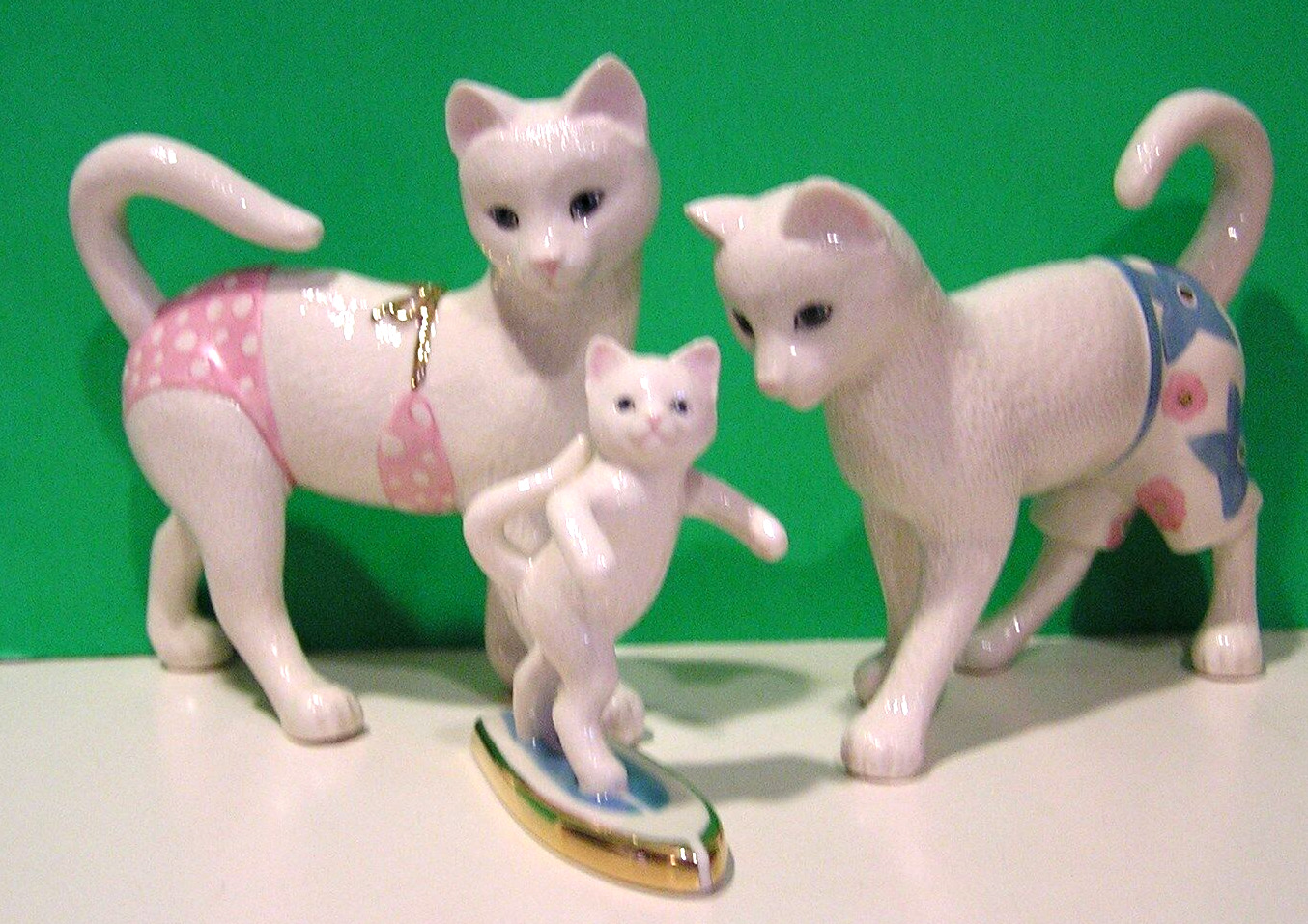 LENOX KITTY\'S SURFING LESSON 3 CAT sculpture set Kitten -- - NEW in BOX with COA