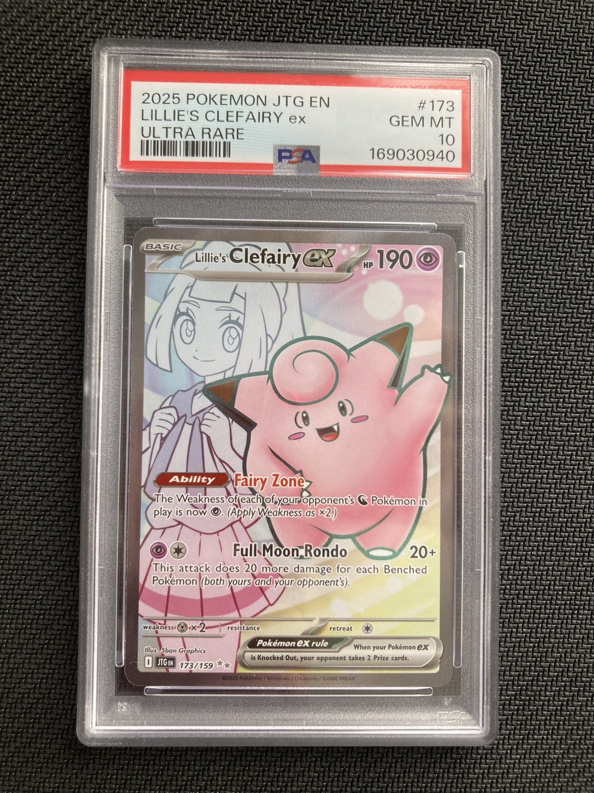 Pokemon Lillie\'s Clefairy ex 173/159 Journey Together Full PSA 10 Gem Mint