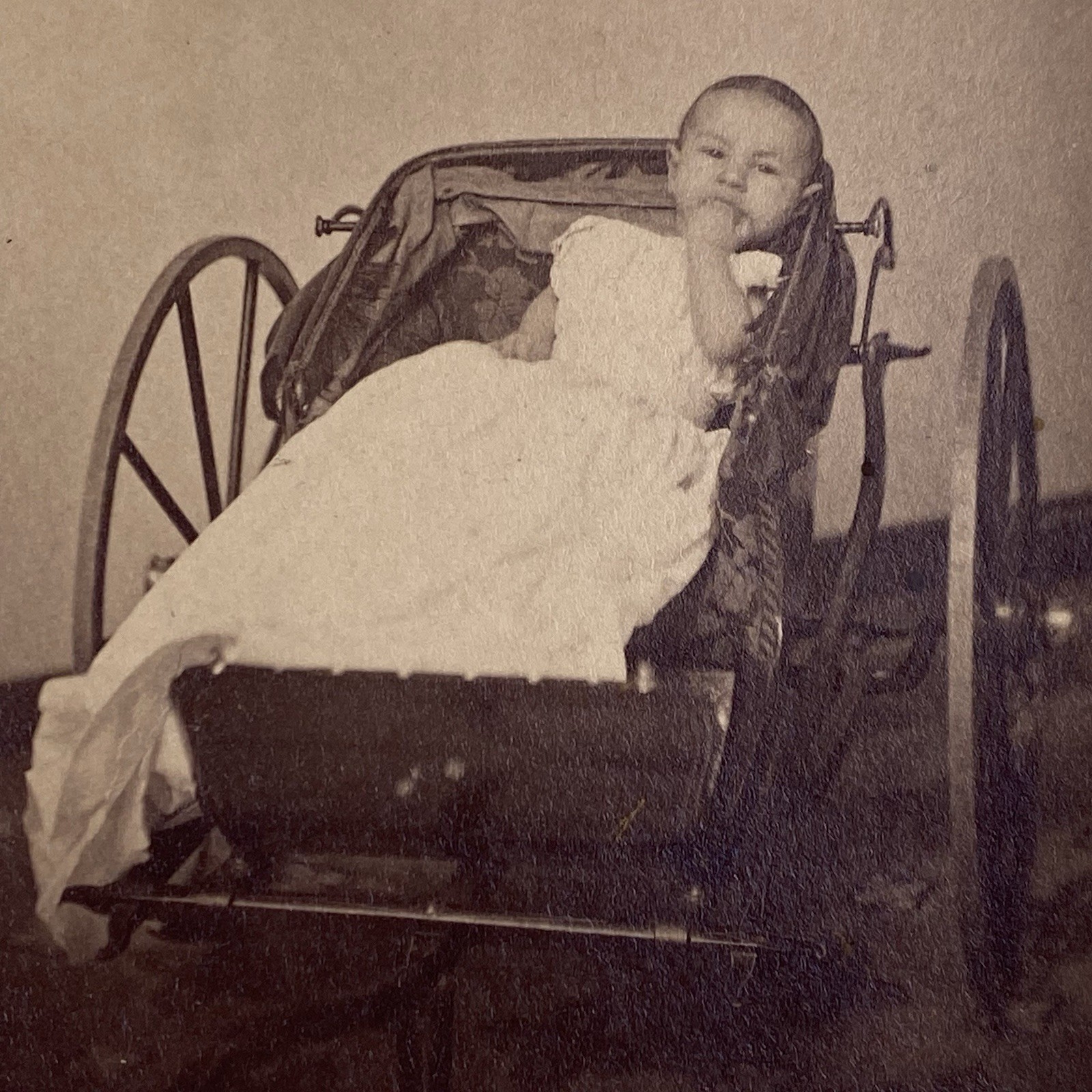 Baby Child In Stroller Civil War Antique CDV Photograph Painesville Ohio