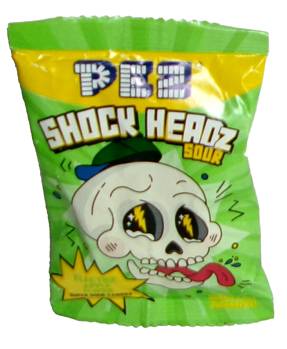 PEZ Shock Headz ~ELECTRIC GREEN APPLE ~  2026 ~ European Edition