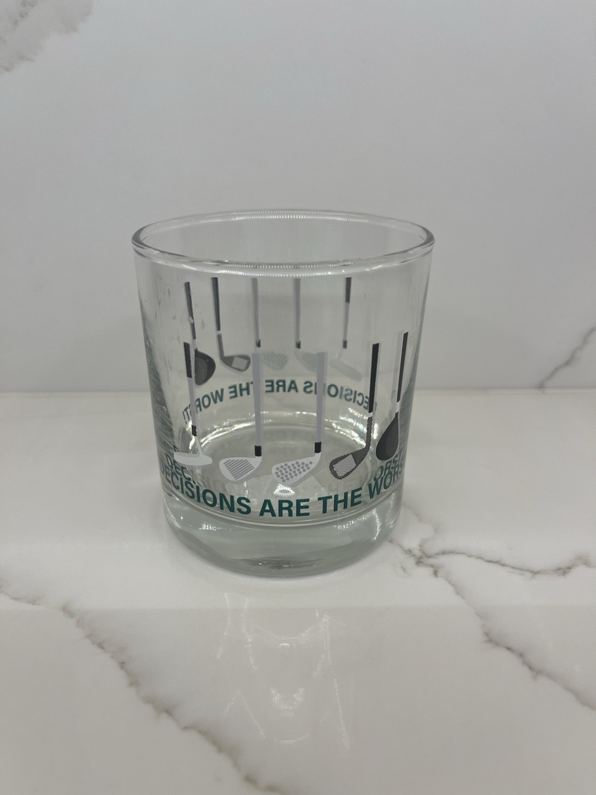 19th Hole Golf Club Glass “ Decisions Are The Worst”
