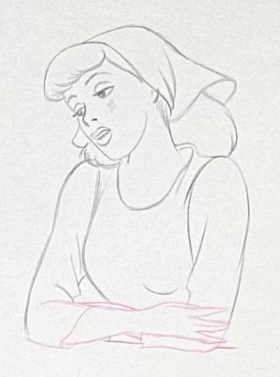 1950 RARE WALT DISNEY CINDERELLA ORIGINAL PRODUCTION ANIMATION CEL DRAWING