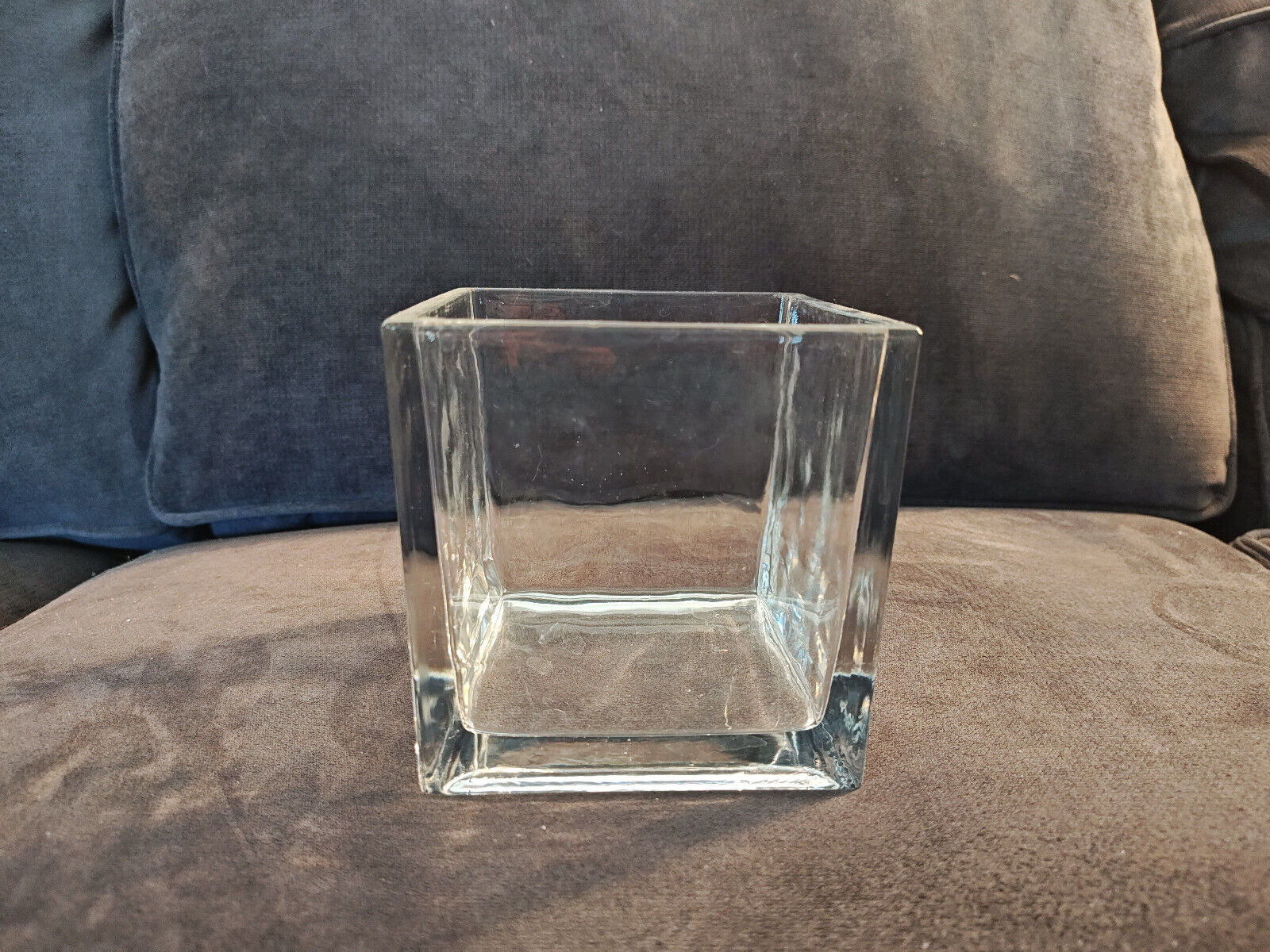 Vintage Glass Block Cube Square Vase 5x5x5\